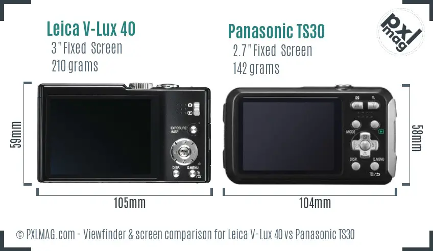 Leica V-Lux 40 vs Panasonic TS30 Screen and Viewfinder comparison