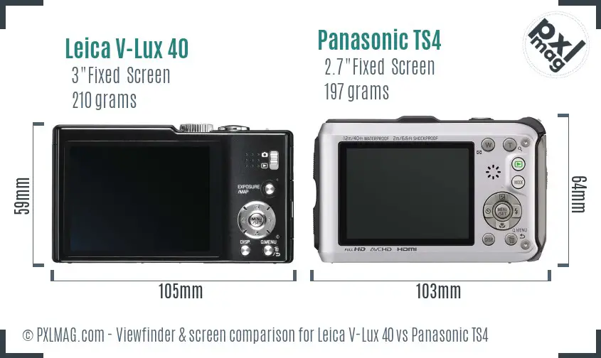 Leica V-Lux 40 vs Panasonic TS4 Screen and Viewfinder comparison