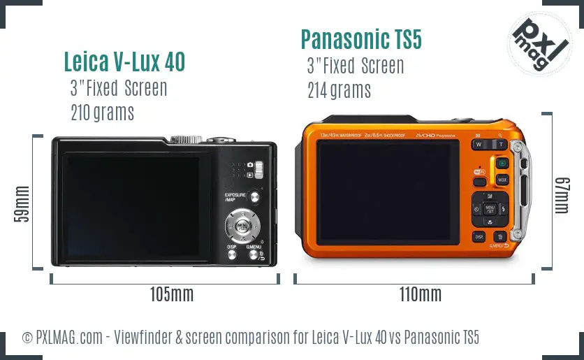 Leica V-Lux 40 vs Panasonic TS5 Screen and Viewfinder comparison