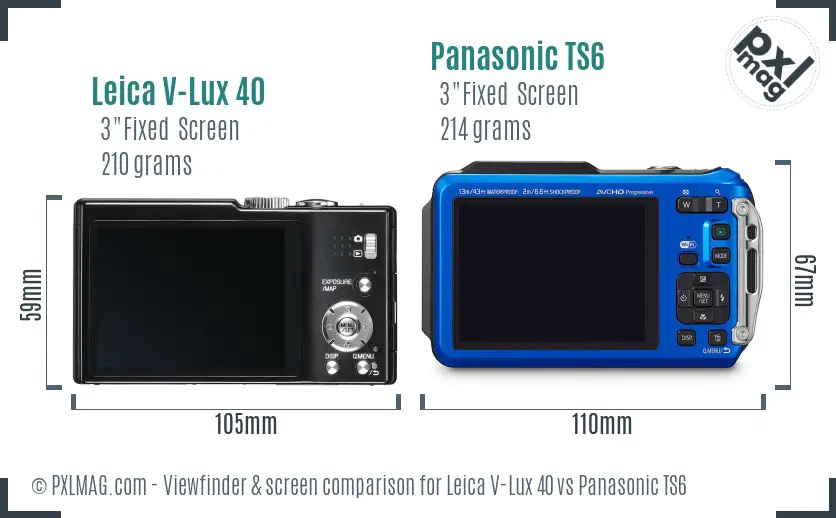 Leica V-Lux 40 vs Panasonic TS6 Screen and Viewfinder comparison