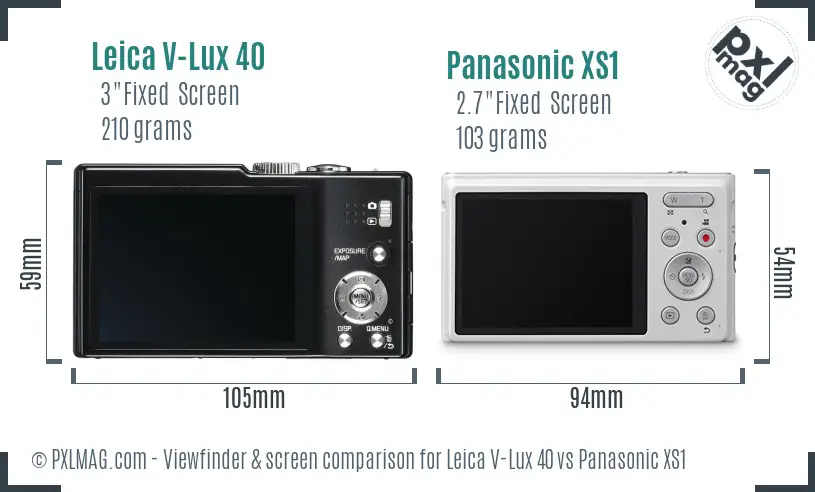 Leica V-Lux 40 vs Panasonic XS1 Screen and Viewfinder comparison