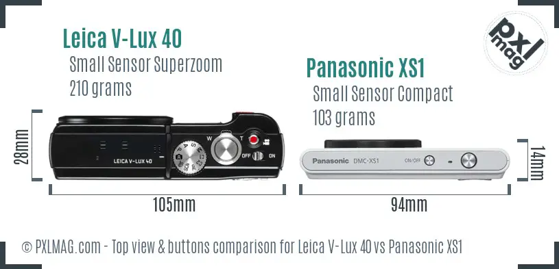 Leica V-Lux 40 vs Panasonic XS1 top view buttons comparison