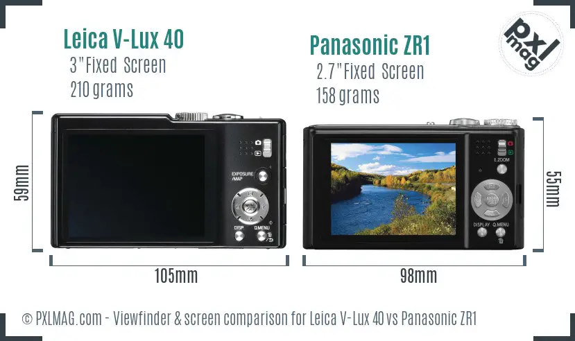 Leica V-Lux 40 vs Panasonic ZR1 Screen and Viewfinder comparison