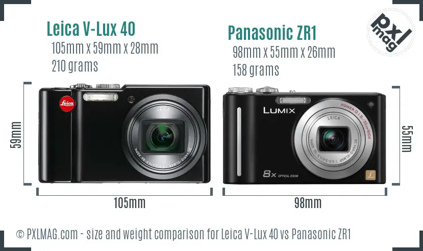 Leica V-Lux 40 vs Panasonic ZR1 size comparison Leica V-Lux 40 vs Panasonic ZR1 size comparison