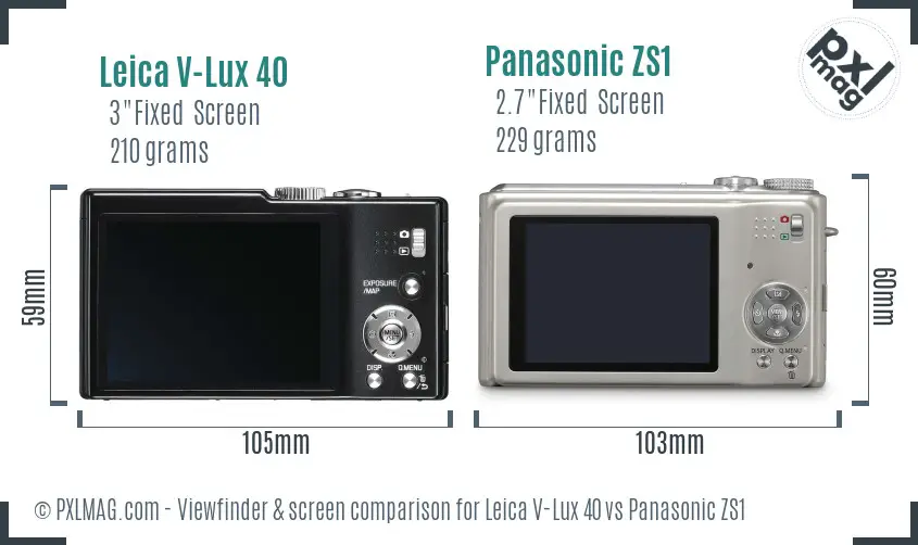 Leica V-Lux 40 vs Panasonic ZS1 Screen and Viewfinder comparison