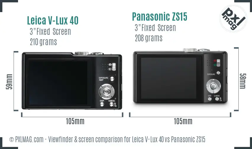 Leica V-Lux 40 vs Panasonic ZS15 Screen and Viewfinder comparison