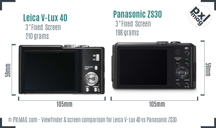 Leica V-Lux 40 vs Panasonic ZS30 Screen and Viewfinder comparison
