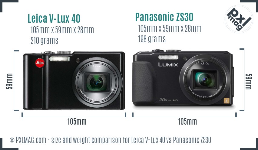 Leica V-Lux 40 vs Panasonic ZS30 size comparison Leica V-Lux 40 vs Panasonic ZS30 size comparison