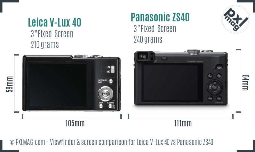 Leica V-Lux 40 vs Panasonic ZS40 Screen and Viewfinder comparison