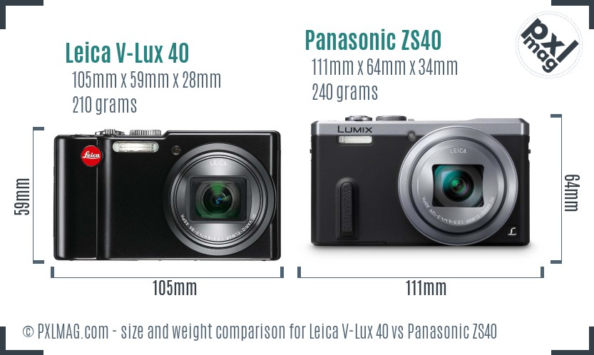 Leica V-Lux 40 vs Panasonic ZS40 size comparison Leica V-Lux 40 vs Panasonic ZS40 size comparison