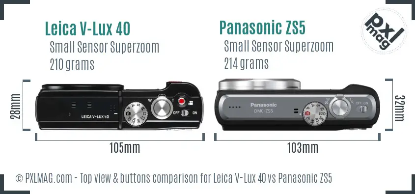 Leica V-Lux 40 vs Panasonic ZS5 top view buttons comparison