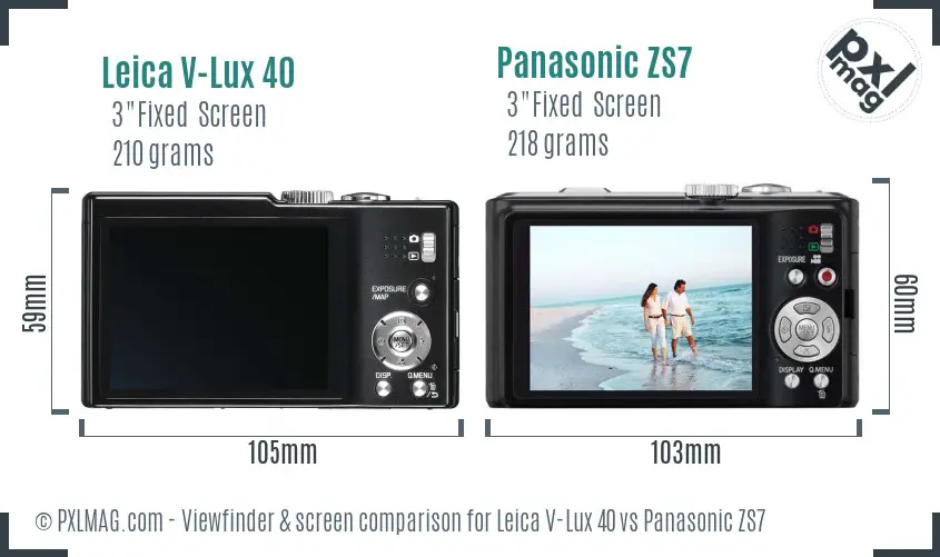 Leica V-Lux 40 vs Panasonic ZS7 Screen and Viewfinder comparison