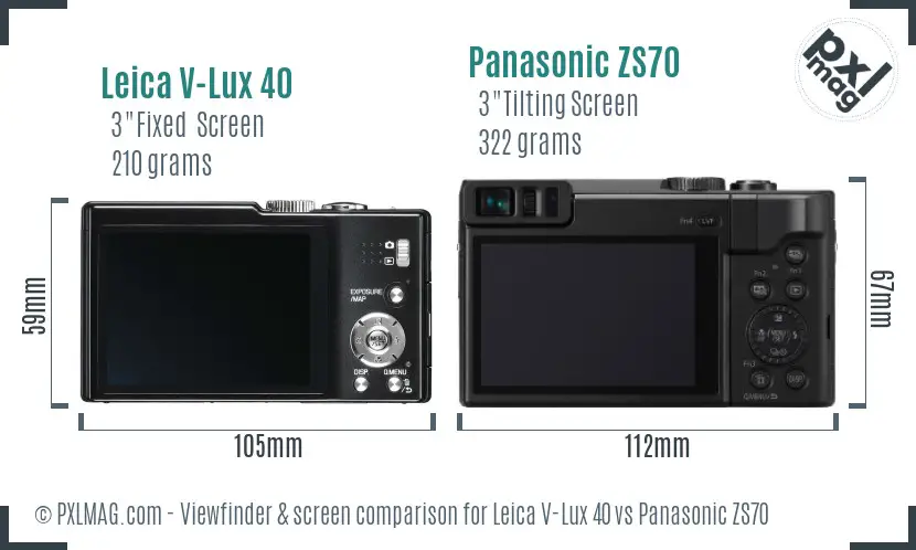 Leica V-Lux 40 vs Panasonic ZS70 Screen and Viewfinder comparison