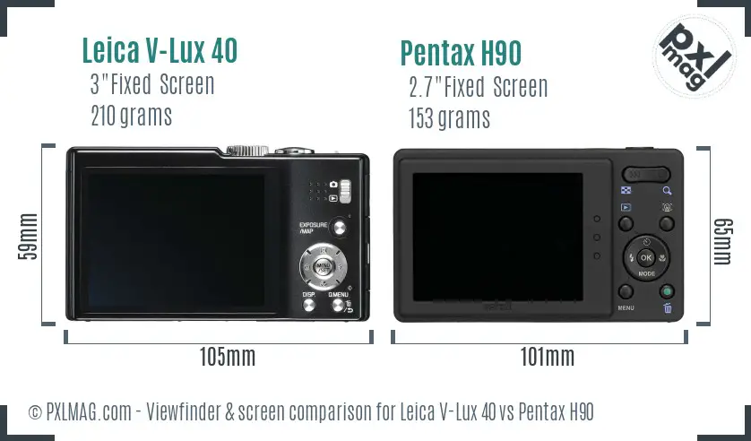 Leica V-Lux 40 vs Pentax H90 Screen and Viewfinder comparison