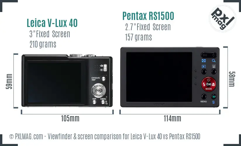 Leica V-Lux 40 vs Pentax RS1500 Screen and Viewfinder comparison Leica V-Lux 40 vs Pentax RS1500 Screen and Viewfinder comparison