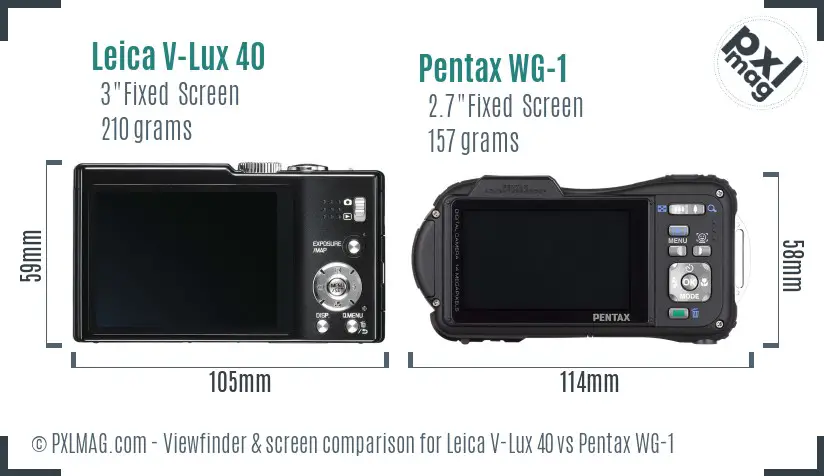 Leica V-Lux 40 vs Pentax WG-1 Screen and Viewfinder comparison