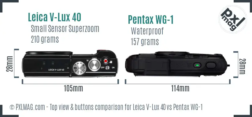 Leica V-Lux 40 vs Pentax WG-1 top view buttons comparison