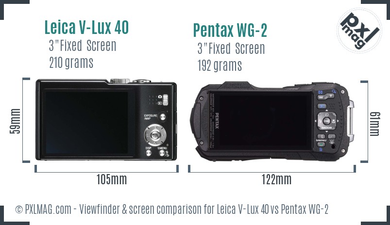 Leica V-Lux 40 vs Pentax WG-2 Screen and Viewfinder comparison