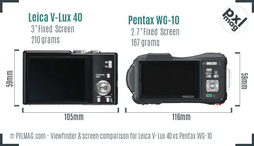 Leica V-Lux 40 vs Pentax WG-10 Screen and Viewfinder comparison