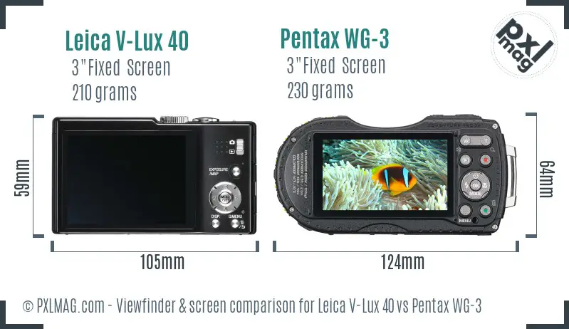 Leica V-Lux 40 vs Pentax WG-3 Screen and Viewfinder comparison