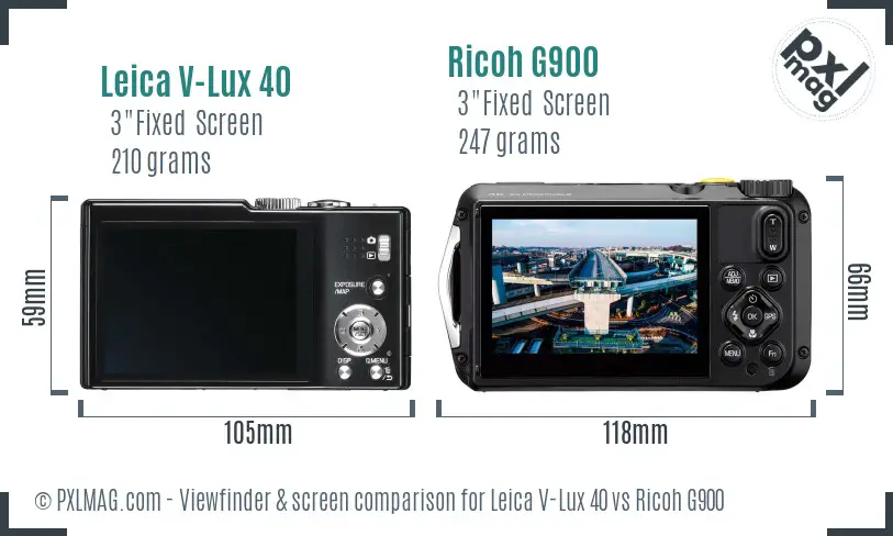 Leica V-Lux 40 vs Ricoh G900 Screen and Viewfinder comparison