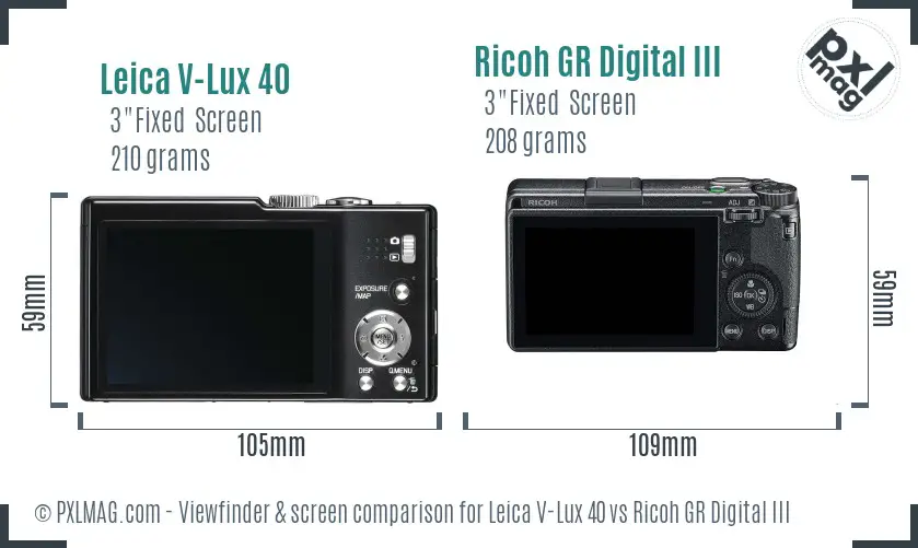 Leica V-Lux 40 vs Ricoh GR Digital III Screen and Viewfinder comparison Leica V-Lux 40 vs Ricoh GR Digital III Screen and Viewfinder comparison