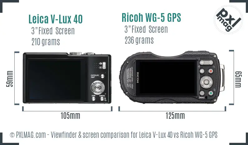 Leica V-Lux 40 vs Ricoh WG-5 GPS Screen and Viewfinder comparison