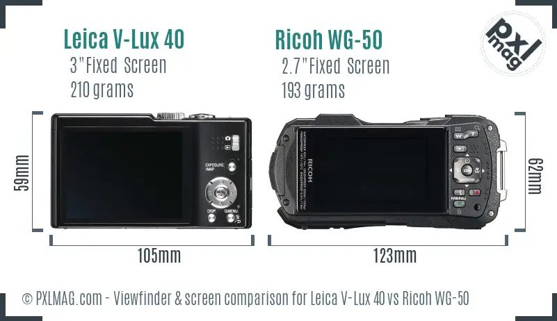 Leica V-Lux 40 vs Ricoh WG-50 Screen and Viewfinder comparison Leica V-Lux 40 vs Ricoh WG-50 Screen and Viewfinder comparison