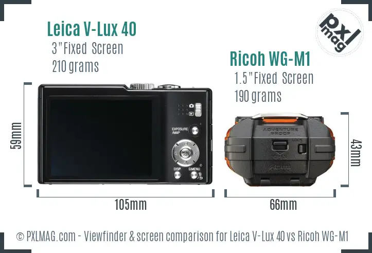 Leica V-Lux 40 vs Ricoh WG-M1 Screen and Viewfinder comparison