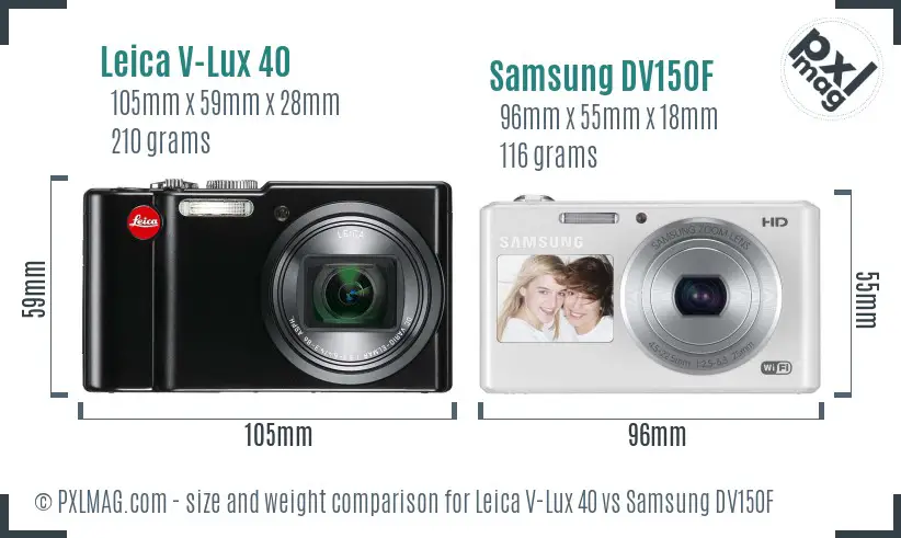 Leica V-Lux 40 vs Samsung DV150F size comparison Leica V-Lux 40 vs Samsung DV150F size comparison
