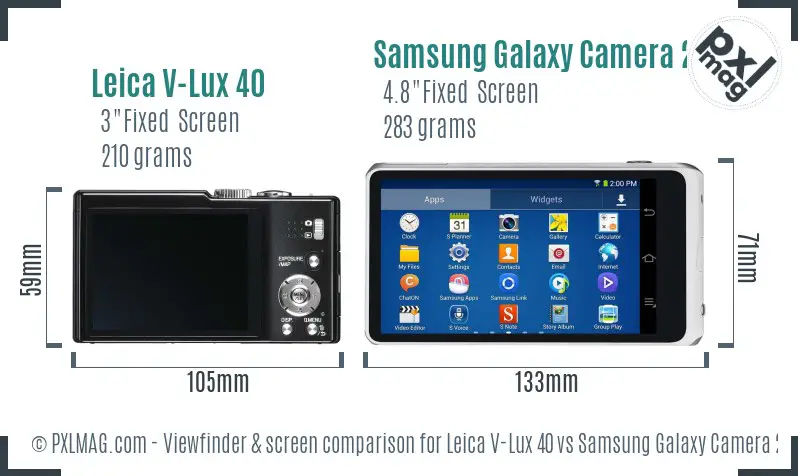 Leica V-Lux 40 vs Samsung Galaxy Camera 2 Screen and Viewfinder comparison Leica V-Lux 40 vs Samsung Galaxy Camera 2 Screen and Viewfinder comparison