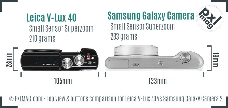 Leica V-Lux 40 vs Samsung Galaxy Camera 2 top view buttons comparison Leica V-Lux 40 vs Samsung Galaxy Camera 2 top view buttons comparison