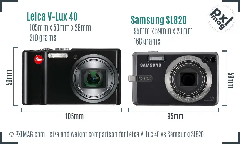 Leica V-Lux 40 vs Samsung SL820 size comparison Leica V-Lux 40 vs Samsung SL820 size comparison