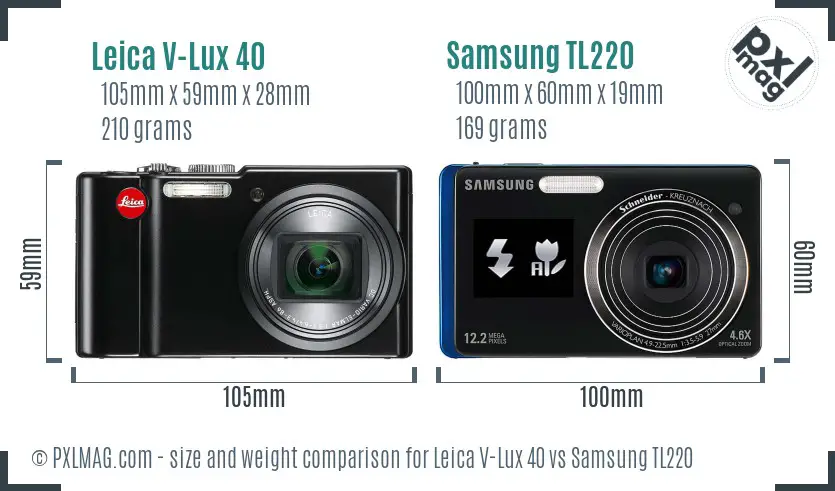 Leica V-Lux 40 vs Samsung TL220 size comparison Leica V-Lux 40 vs Samsung TL220 size comparison