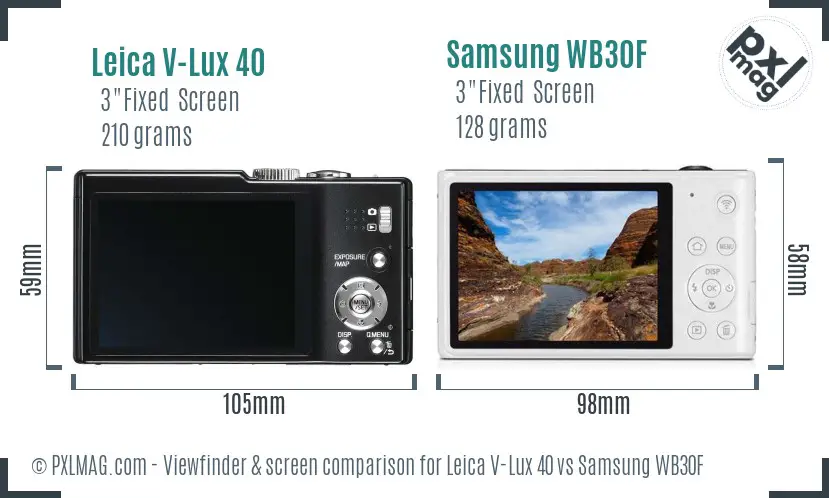 Leica V-Lux 40 vs Samsung WB30F Screen and Viewfinder comparison Leica V-Lux 40 vs Samsung WB30F Screen and Viewfinder comparison