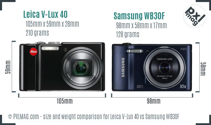 Leica V-Lux 40 vs Samsung WB30F size comparison Leica V-Lux 40 vs Samsung WB30F size comparison