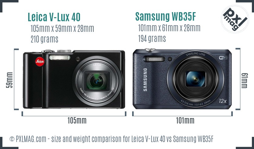 Leica V-Lux 40 vs Samsung WB35F size comparison Leica V-Lux 40 vs Samsung WB35F size comparison