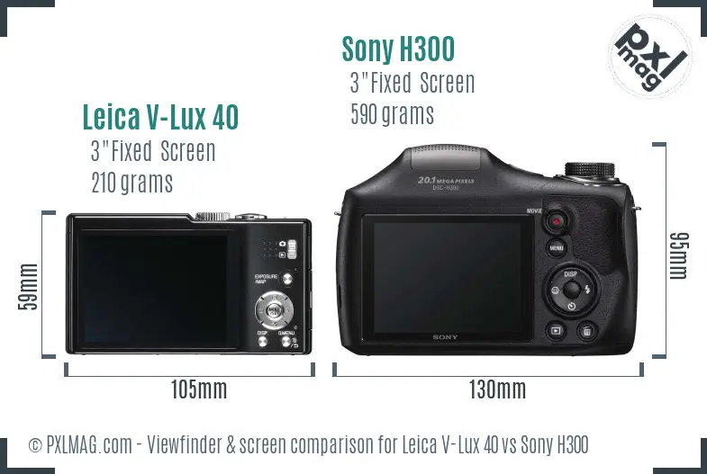 Leica V-Lux 40 vs Sony H300 Screen and Viewfinder comparison