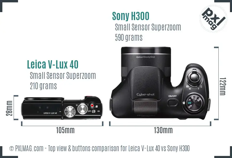 Leica V-Lux 40 vs Sony H300 top view buttons comparison