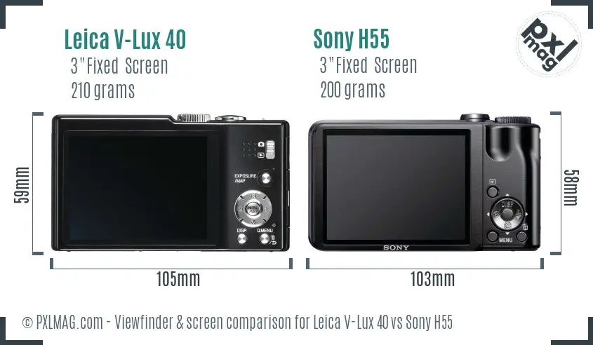 Leica V-Lux 40 vs Sony H55 Screen and Viewfinder comparison Leica V-Lux 40 vs Sony H55 Screen and Viewfinder comparison