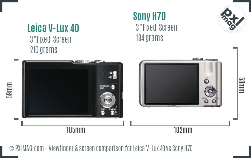 Leica V-Lux 40 vs Sony H70 Screen and Viewfinder comparison