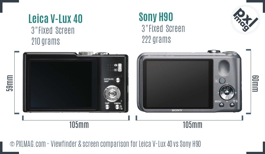 Leica V-Lux 40 vs Sony H90 Screen and Viewfinder comparison