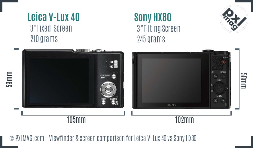 Leica V-Lux 40 vs Sony HX80 Screen and Viewfinder comparison