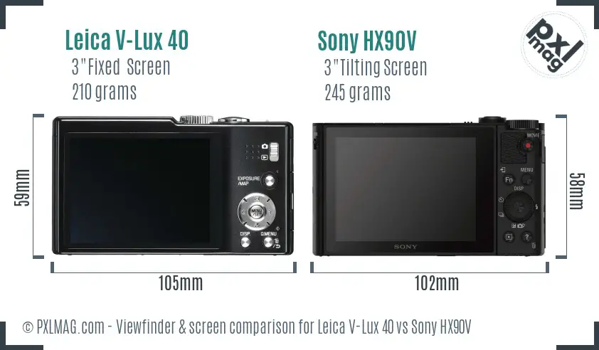 Leica V-Lux 40 vs Sony HX90V Screen and Viewfinder comparison
