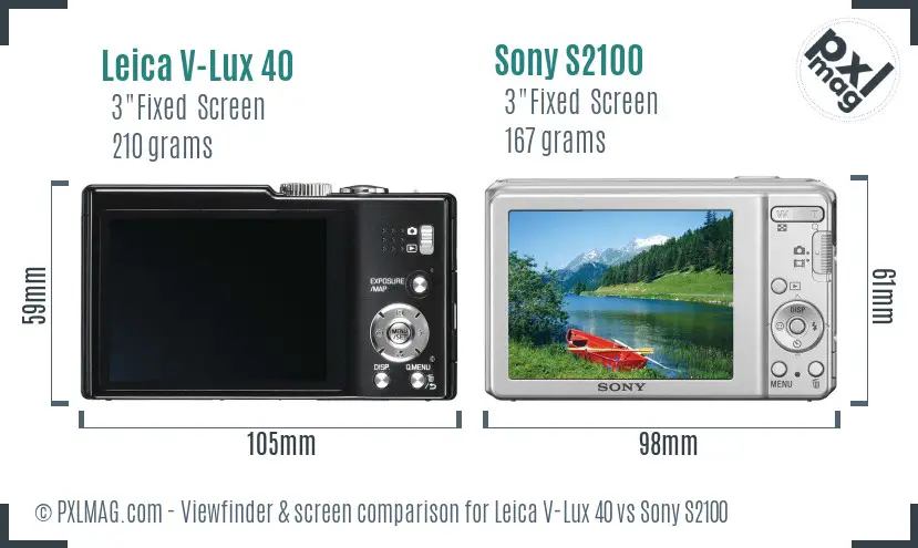 Leica V-Lux 40 vs Sony S2100 Screen and Viewfinder comparison Leica V-Lux 40 vs Sony S2100 Screen and Viewfinder comparison