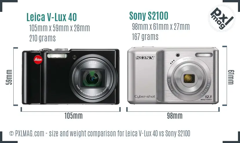 Leica V-Lux 40 vs Sony S2100 size comparison Leica V-Lux 40 vs Sony S2100 size comparison
