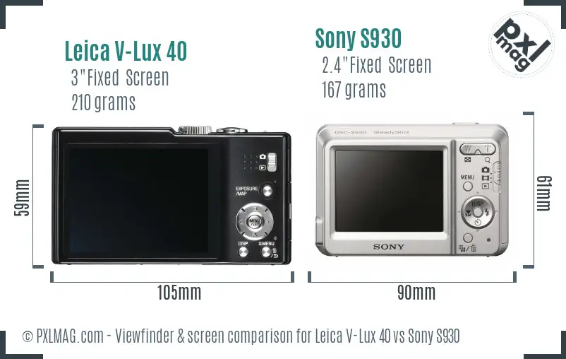 Leica V-Lux 40 vs Sony S930 Screen and Viewfinder comparison Leica V-Lux 40 vs Sony S930 Screen and Viewfinder comparison