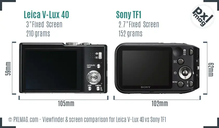 Leica V-Lux 40 vs Sony TF1 Screen and Viewfinder comparison