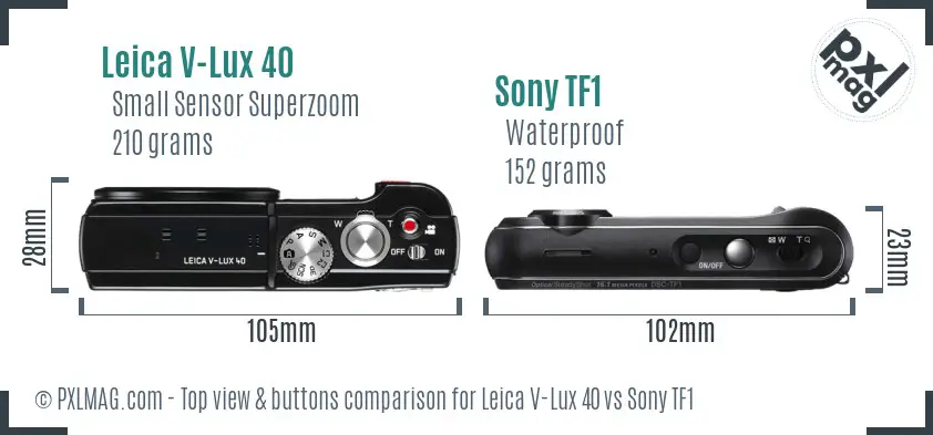 Leica V-Lux 40 vs Sony TF1 top view buttons comparison