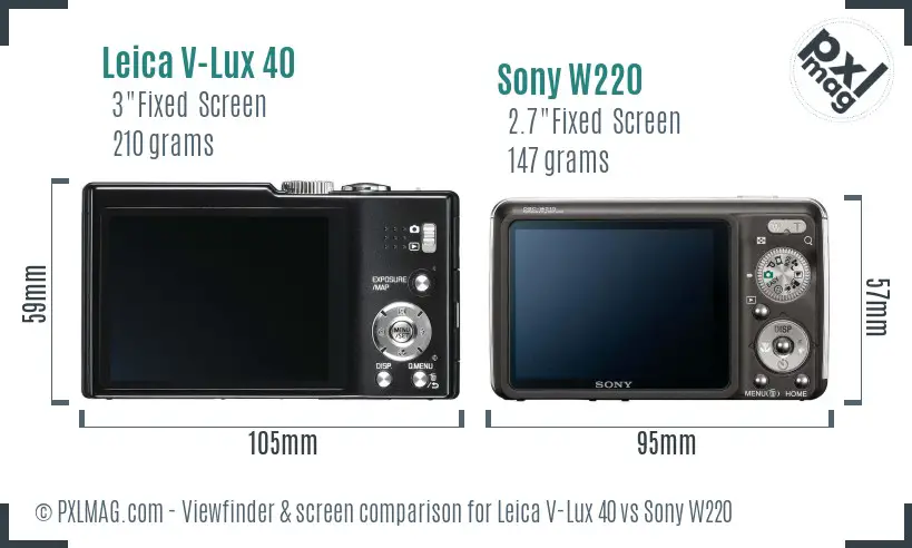 Leica V-Lux 40 vs Sony W220 Screen and Viewfinder comparison Leica V-Lux 40 vs Sony W220 Screen and Viewfinder comparison